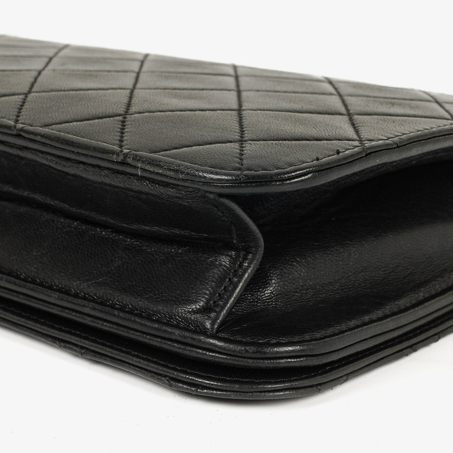 Chanel Classic Full Flap Tasche aus schwarzem gestepptem Lammleder mit 24K vergoldeten Beschlägen