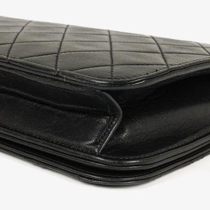 Chanel Classic Full Flap Tasche aus schwarzem gestepptem Lammleder mit 24K vergoldeten Beschlägen