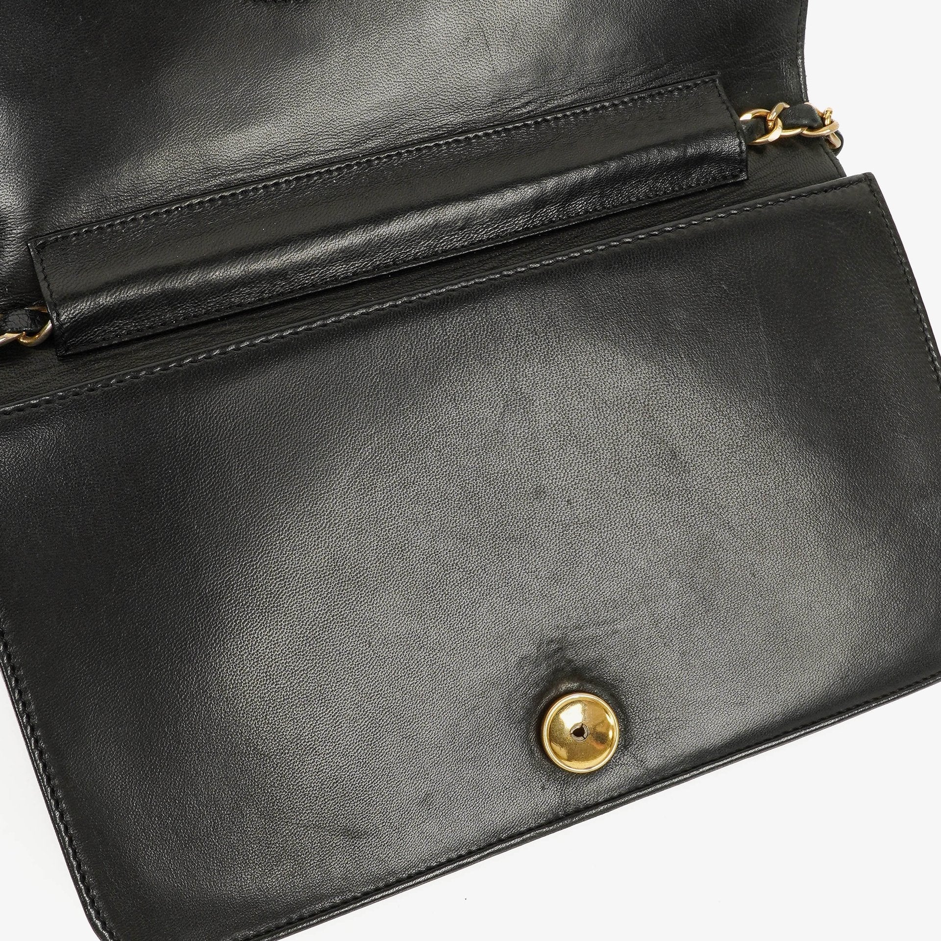 Chanel Classic Full Flap Tasche aus schwarzem gestepptem Lammleder mit 24K vergoldeten Beschlägen