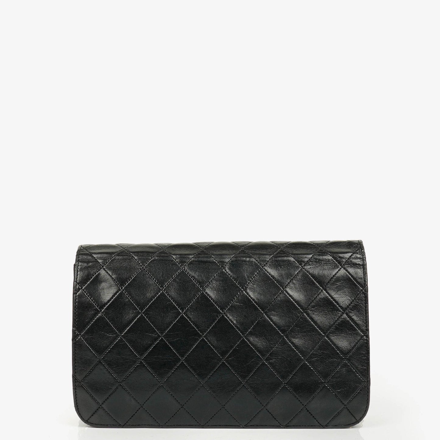 Chanel Classic Full Flap Tasche aus schwarzem Steppleder mit 24K vergoldeten Beschlägen