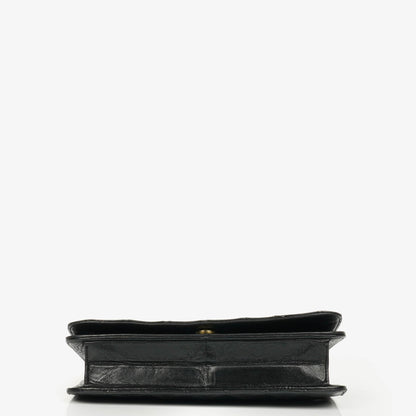 Chanel Classic Full Flap Tasche aus schwarzem Steppleder mit 24K vergoldeten Beschlägen