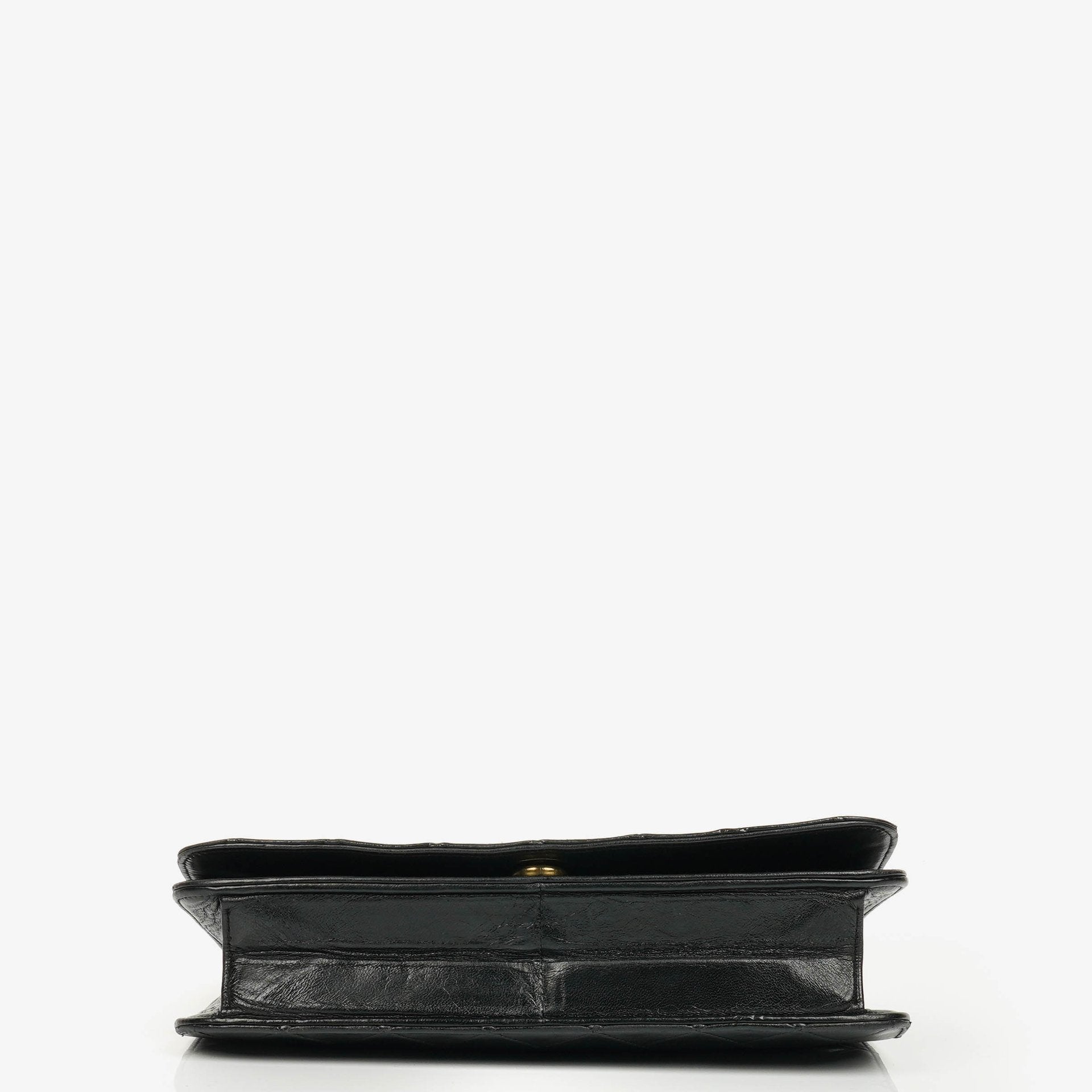 Chanel Classic Full Flap Tasche aus schwarzem Steppleder mit 24K vergoldeten Beschlägen