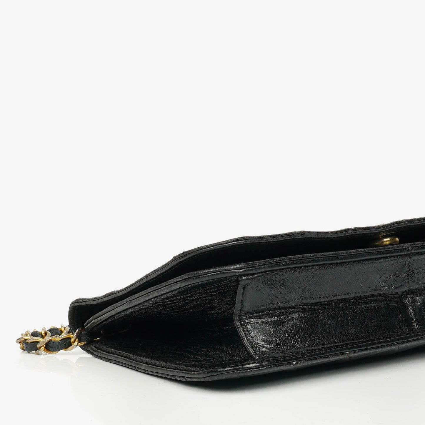 Chanel Classic Full Flap Tasche aus schwarzem Steppleder mit 24K vergoldeten Beschlägen