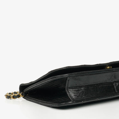 Chanel Classic Full Flap Tasche aus schwarzem Steppleder mit 24K vergoldeten Beschlägen