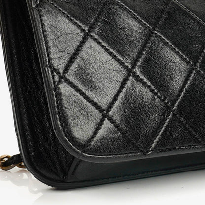 Chanel Classic Full Flap Tasche aus schwarzem Steppleder mit 24K vergoldeten Beschlägen