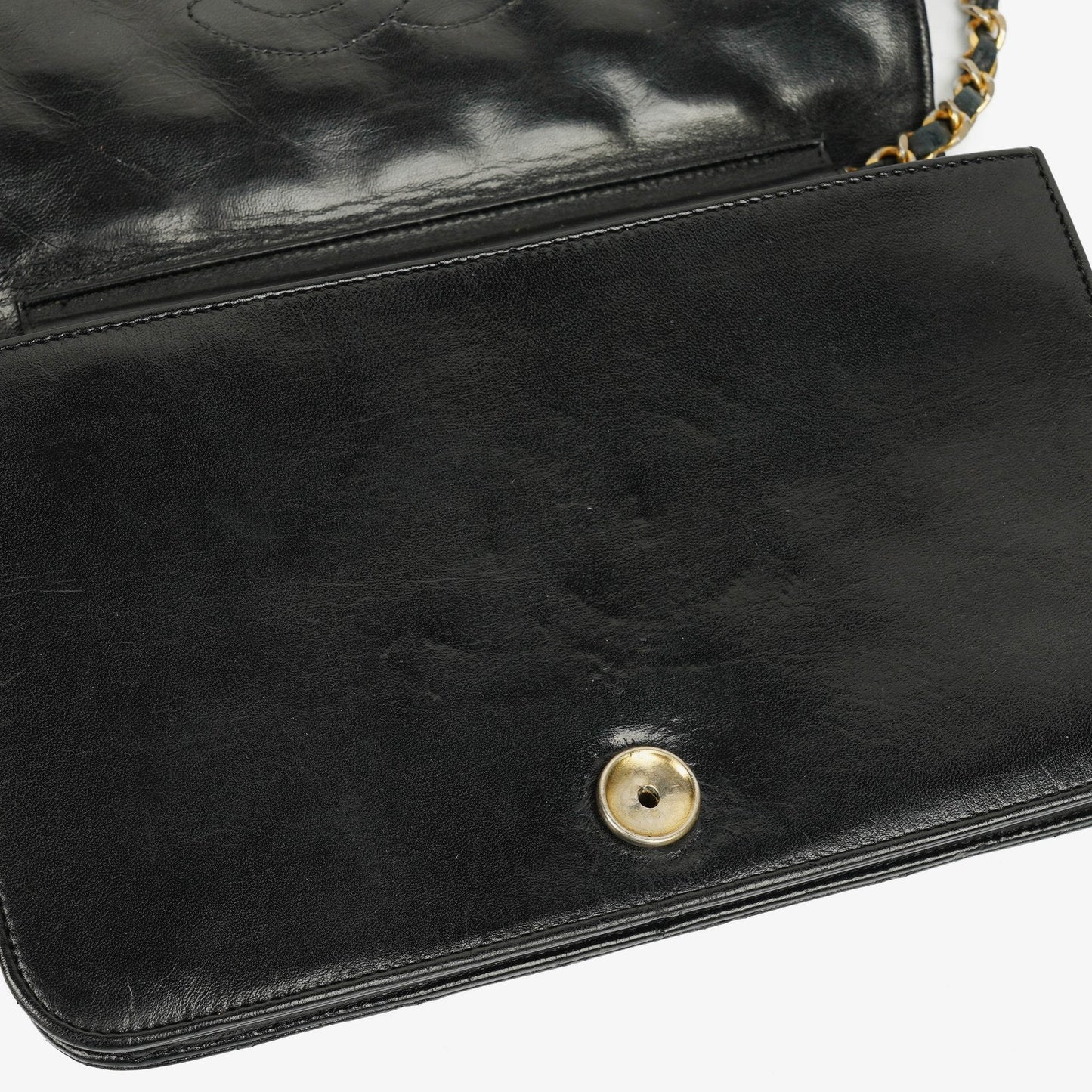 Chanel Classic Full Flap Tasche aus schwarzem Steppleder mit 24K vergoldeten Beschlägen