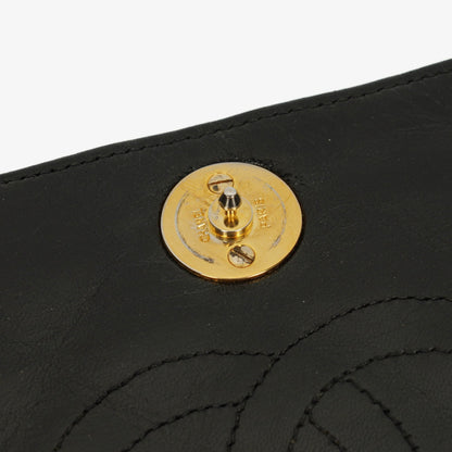 Chanel Classic Full Flap Tasche aus schwarzem Steppleder mit 24K vergoldeten Beschlägen