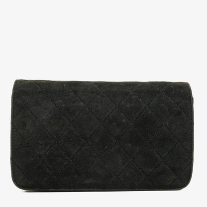 Chanel Classic Full Flap Tasche aus schwarzem gestepptem Wildleder
