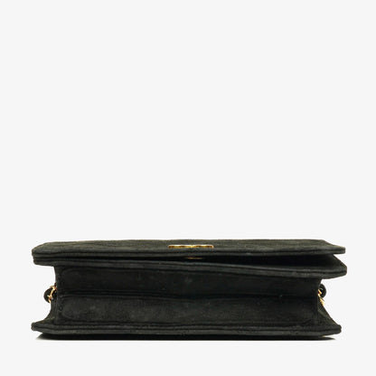 Chanel Classic Full Flap Tasche aus schwarzem gestepptem Wildleder