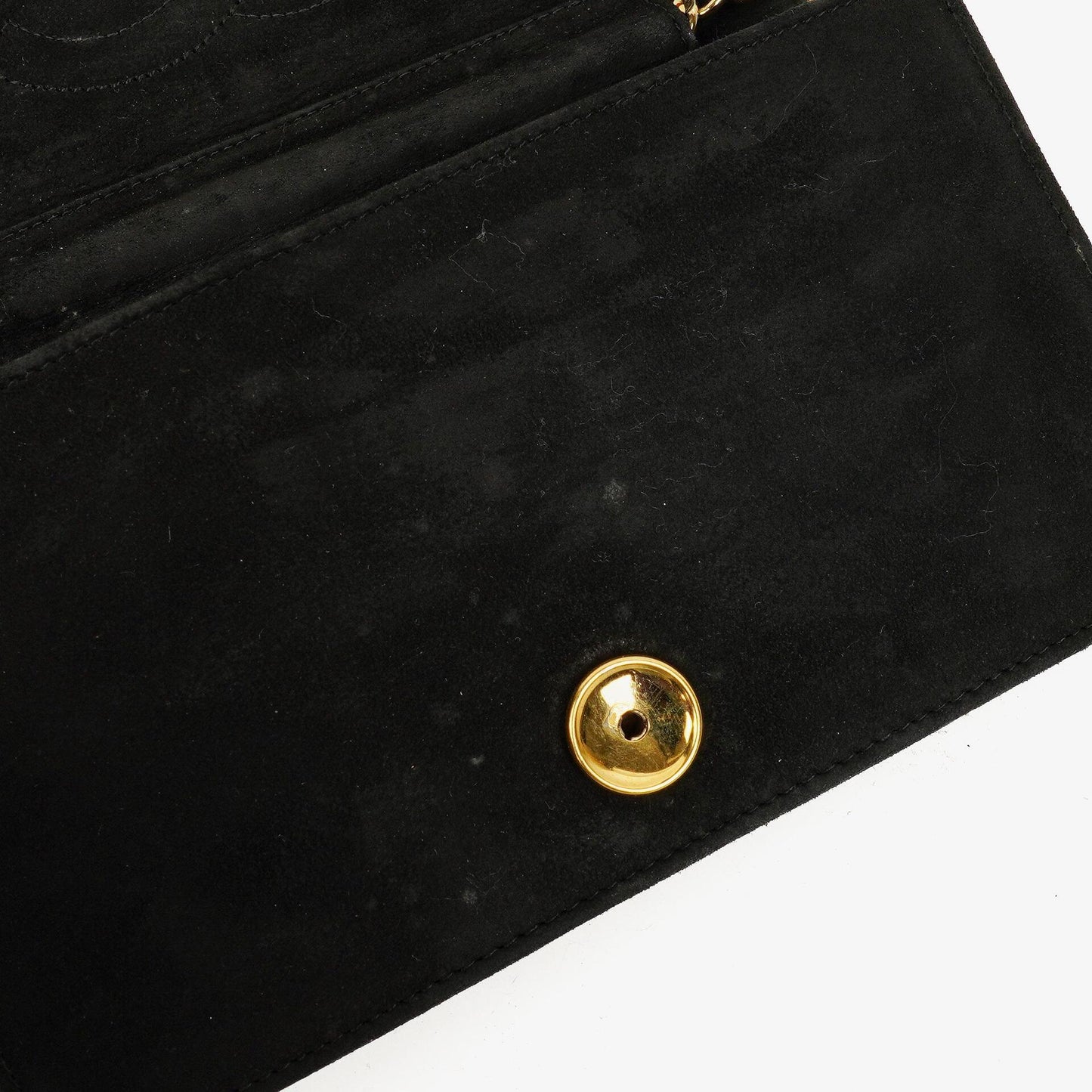Chanel Classic Full Flap Tasche aus schwarzem gestepptem Wildleder