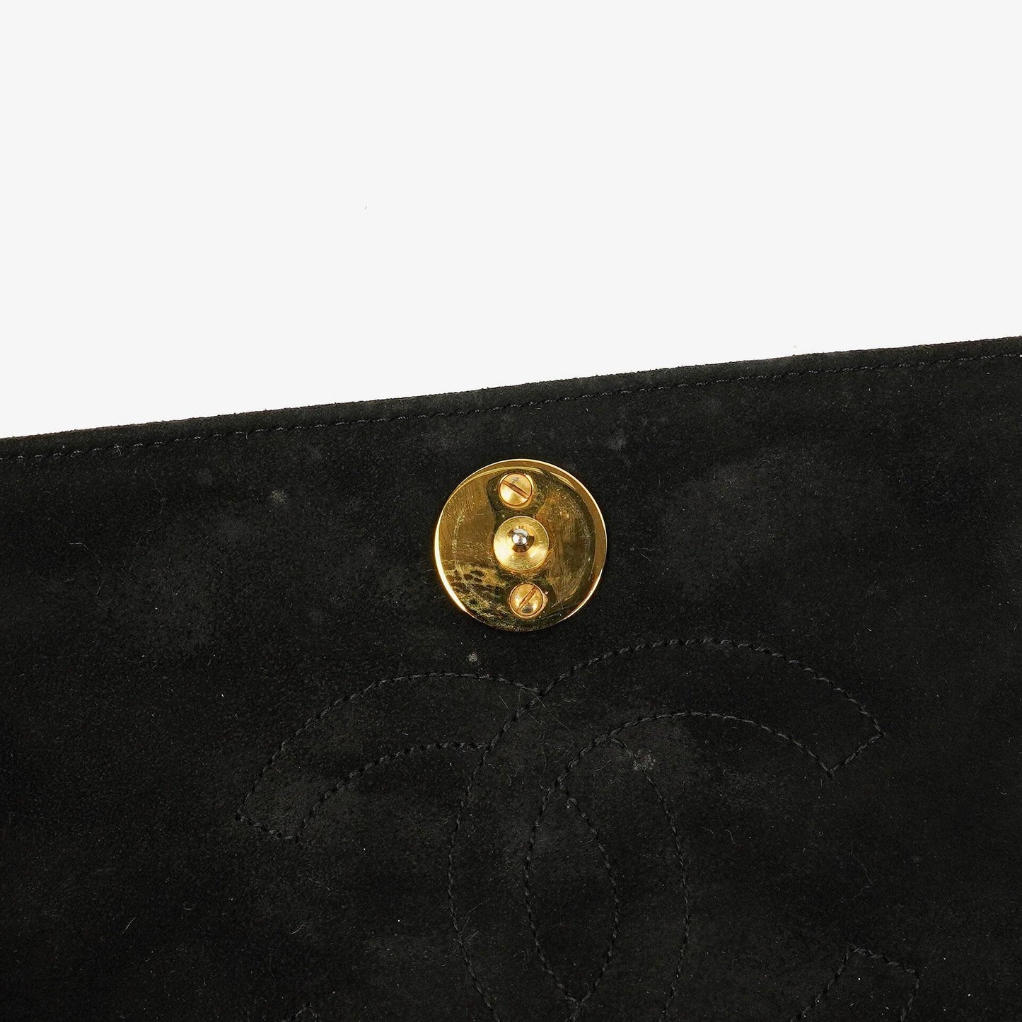 Chanel Classic Full Flap Tasche aus schwarzem gestepptem Wildleder
