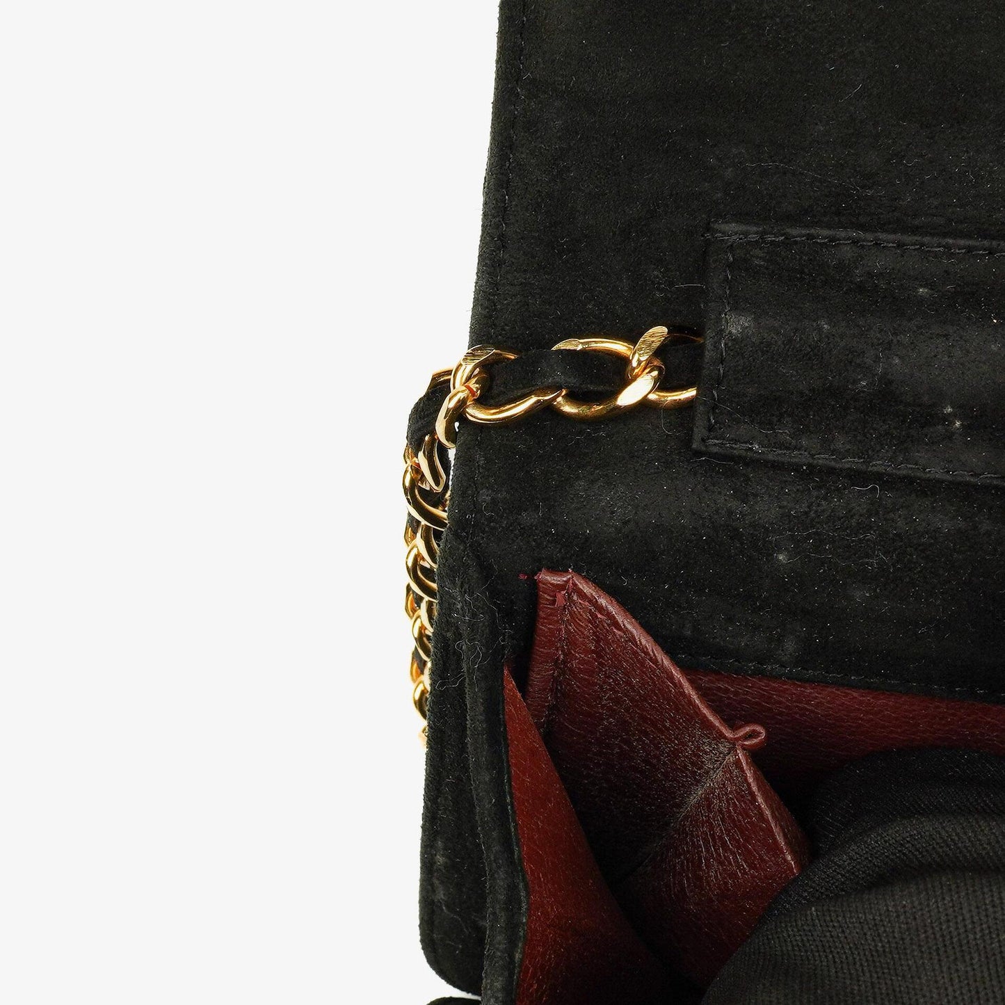 Chanel Classic Full Flap Tasche aus schwarzem gestepptem Wildleder