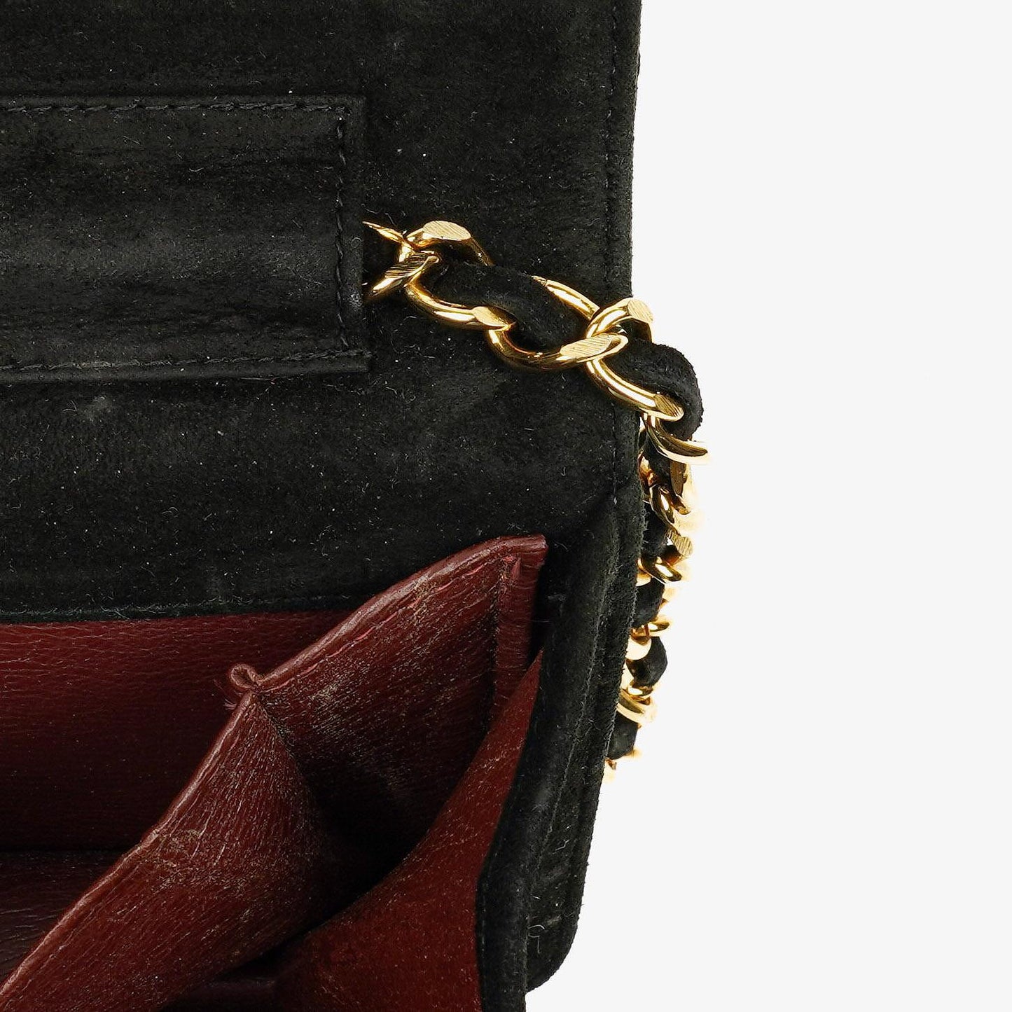 Chanel Classic Full Flap Tasche aus schwarzem gestepptem Wildleder