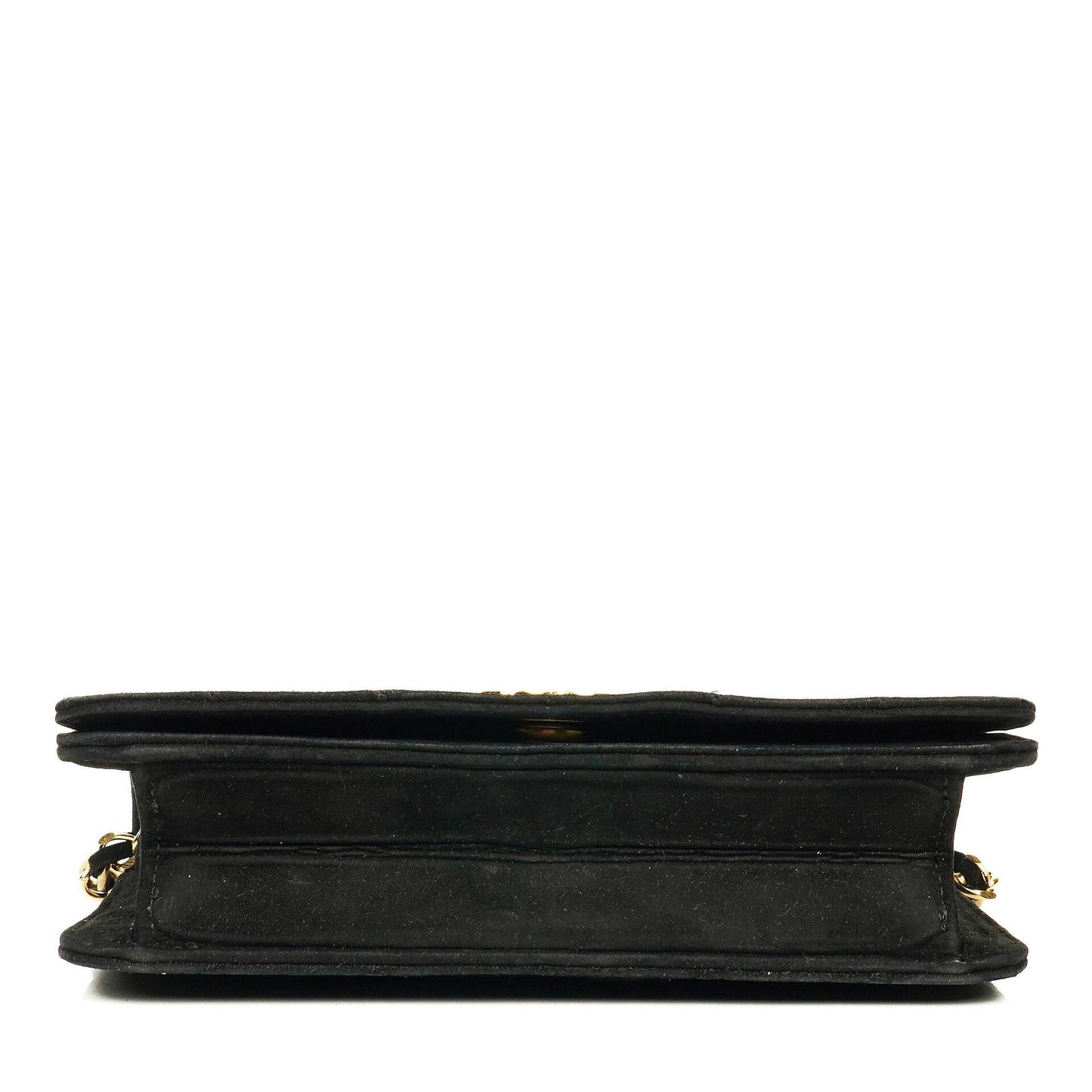 Chanel Classic Full Flap Bag aus schwarzem gestepptem Wildleder