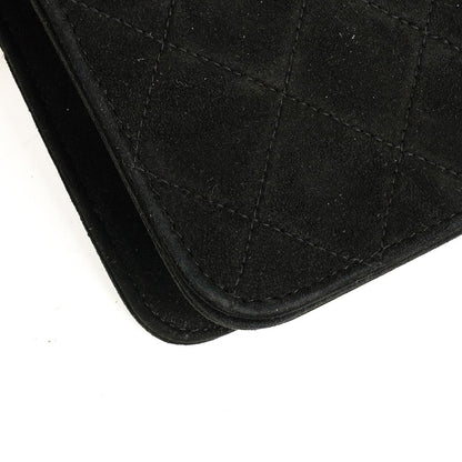 Chanel Classic Full Flap Bag aus schwarzem gestepptem Wildleder
