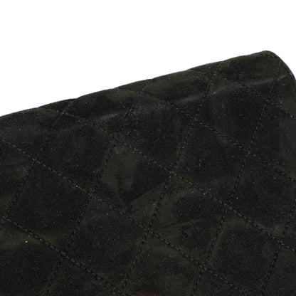 Chanel Classic Full Flap Bag aus schwarzem gestepptem Wildleder