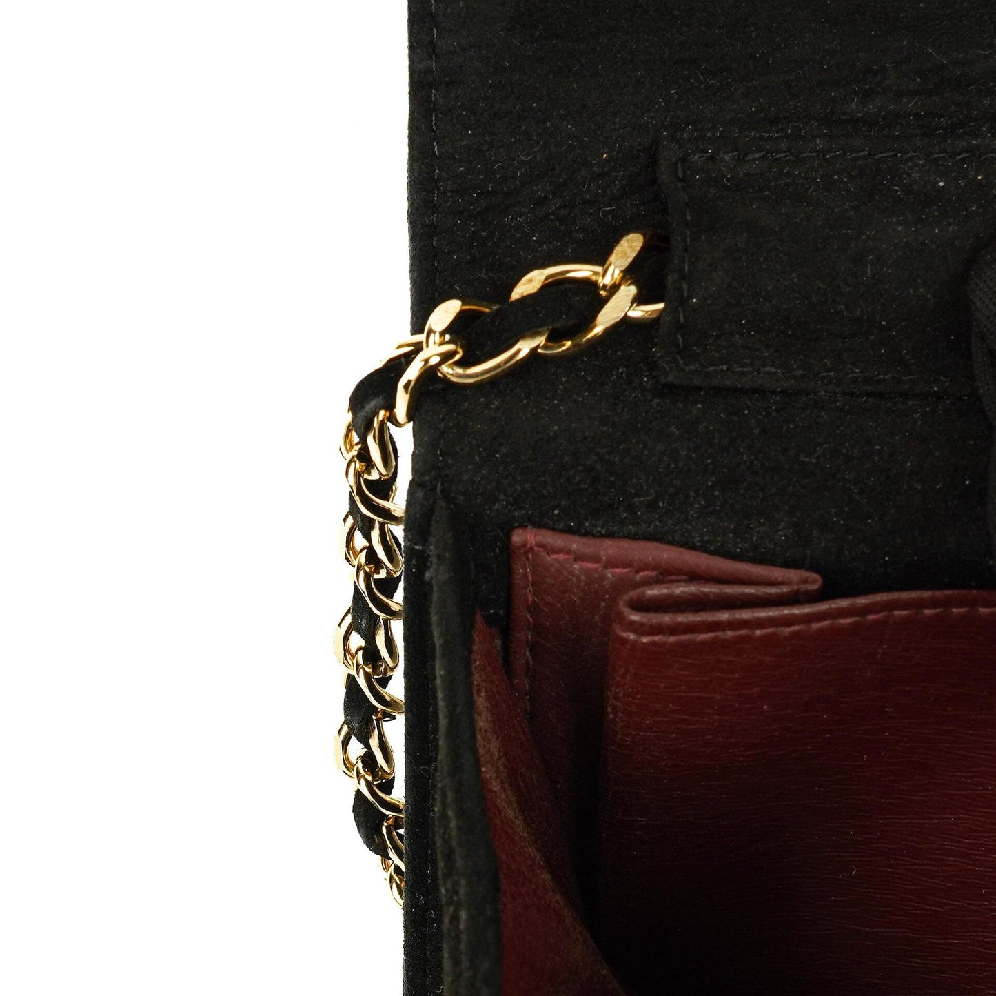 Chanel Classic Full Flap Bag aus schwarzem gestepptem Wildleder