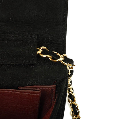 Chanel Classic Full Flap Bag aus schwarzem gestepptem Wildleder