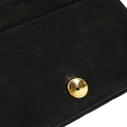 Chanel Classic Full Flap Bag aus schwarzem gestepptem Wildleder