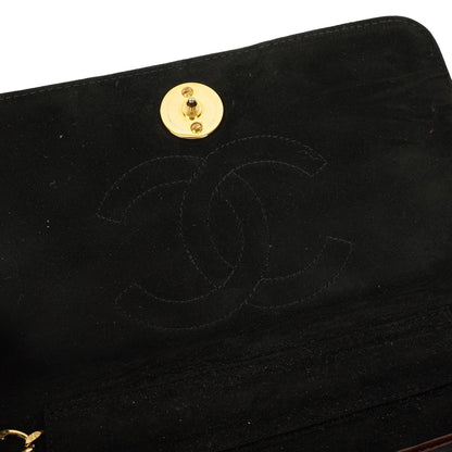 Chanel Classic Full Flap Bag aus schwarzem gestepptem Wildleder