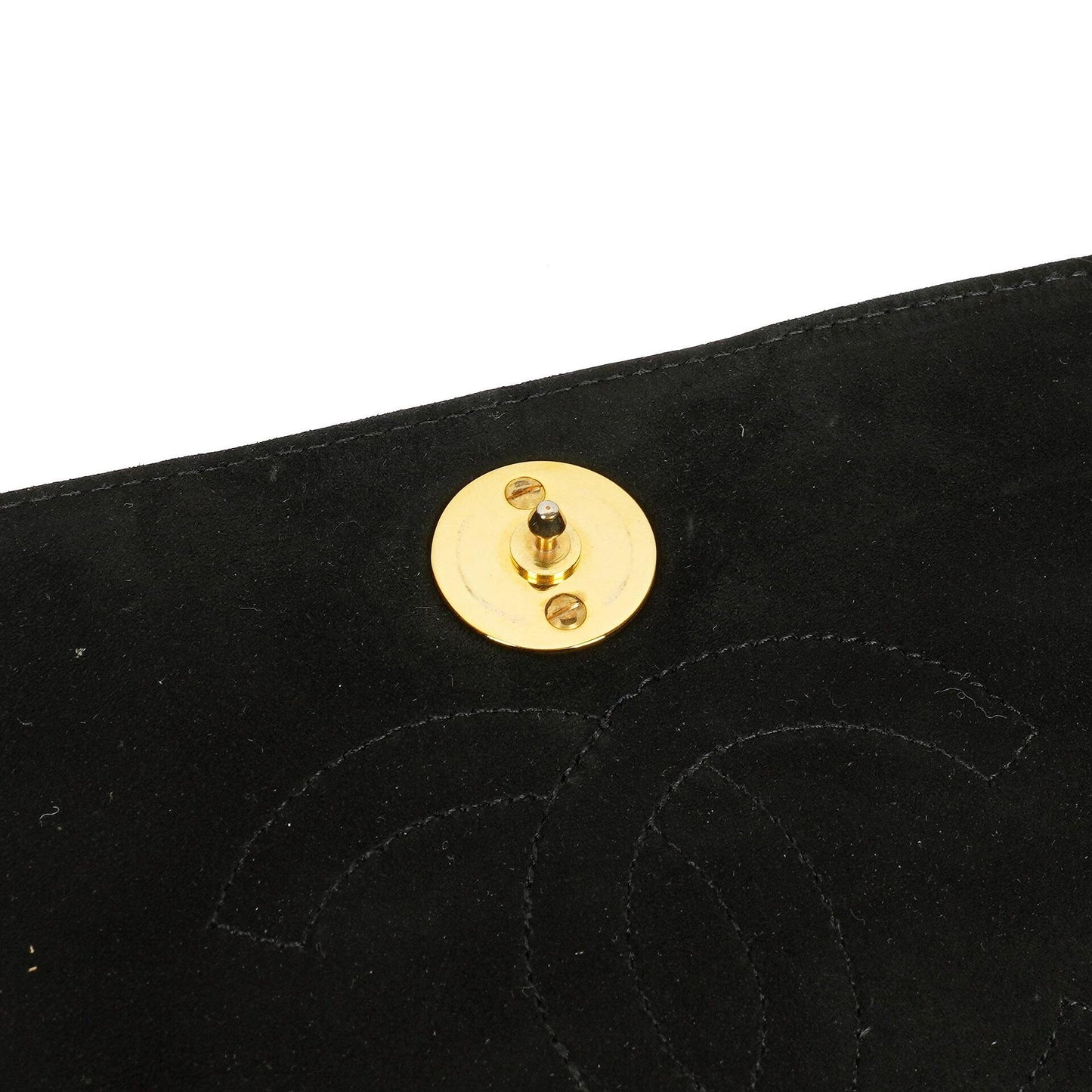 Chanel Classic Full Flap Bag aus schwarzem gestepptem Wildleder