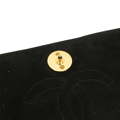 Chanel Classic Full Flap Bag aus schwarzem gestepptem Wildleder