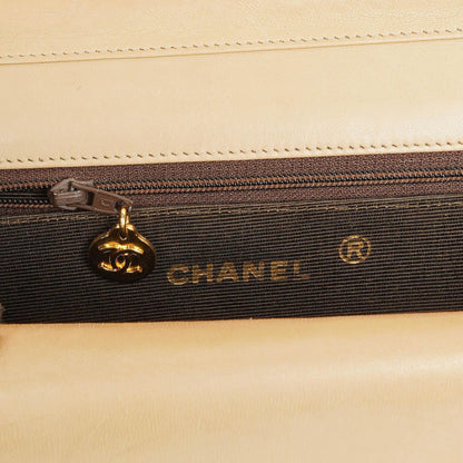 Chanel Classic Halbmond Double Flap Tasche aus beigem gestepptem Lammleder mit 24K vergoldeten Beschlägen