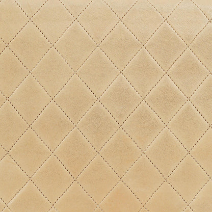 Chanel Classic Halbmond Double Flap Tasche aus beigem gestepptem Lammleder mit 24K vergoldeten Beschlägen