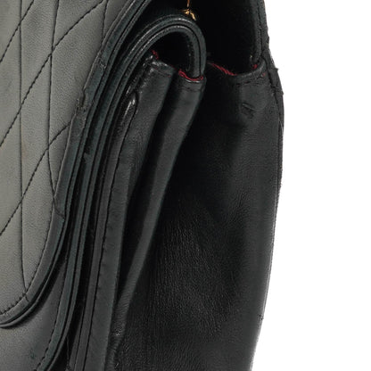 Chanel Classic Half Moon Double Flap Tasche aus schwarzem gestepptem Lammleder mit 24K vergoldeter Hardware