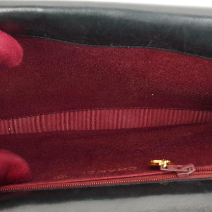 Chanel Classic Half Moon Double Flap Tasche aus schwarzem gestepptem Lammleder mit 24K vergoldeter Hardware