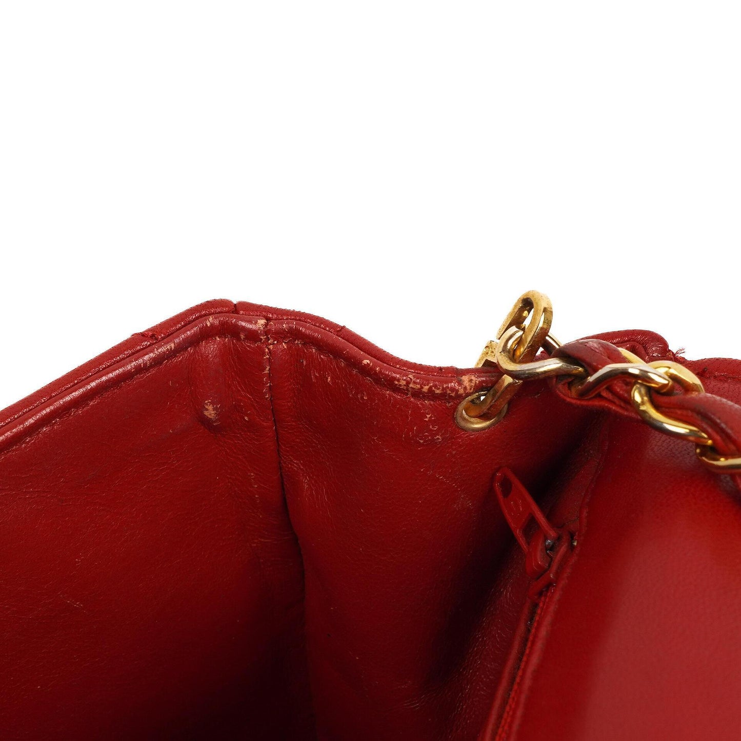 Chanel Klassische Halbmond Einzelklappen Tasche Rote gesteppte Lammleder mit 24K vergoldeten Beschlägen Gut