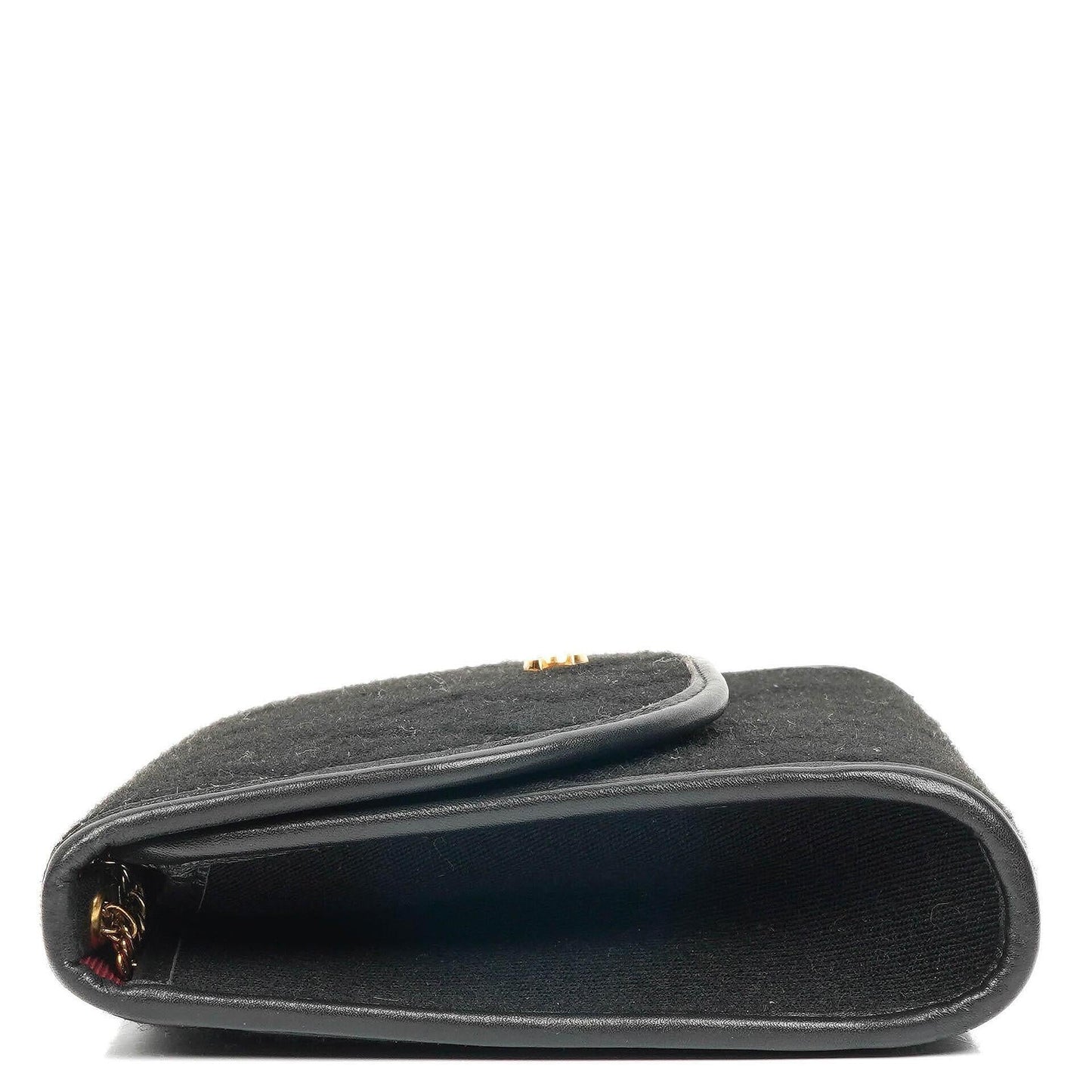 Chanel Classic Jursey Single Flap Tasche Geldbörse mit Kette mit 24K vergoldeter Hardware
