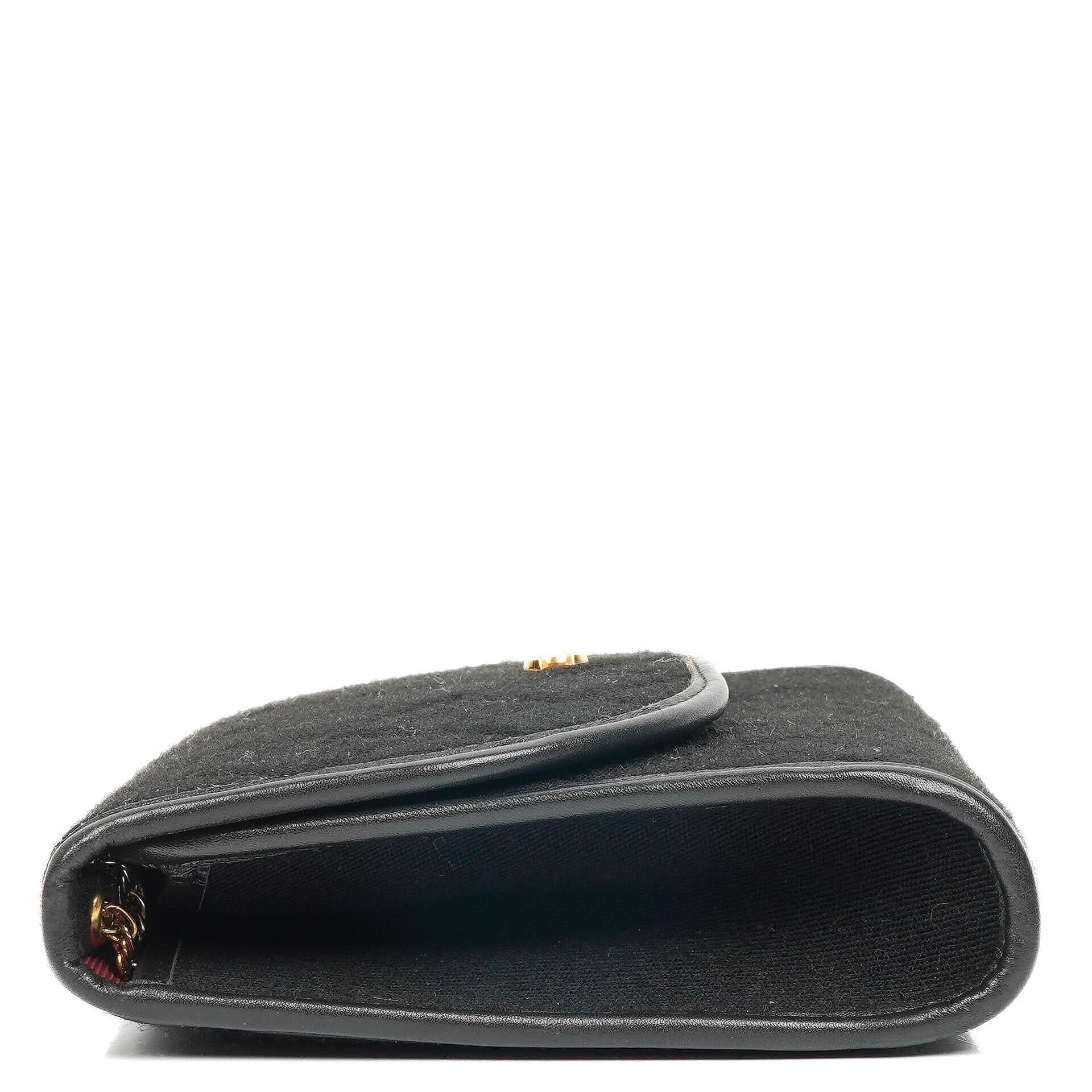 Chanel Classic Jursey Single Flap Tasche Geldbörse mit Kette mit 24K vergoldeter Hardware