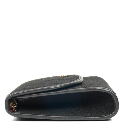 Chanel Classic Jursey Single Flap Tasche Geldbörse mit Kette mit 24K vergoldeter Hardware
