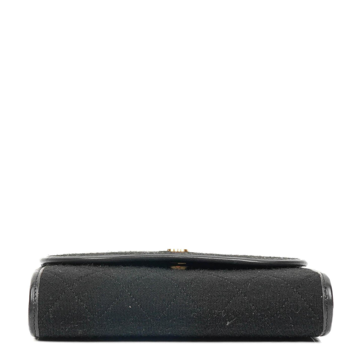 Chanel Classic Jursey Single Flap Tasche Geldbörse mit Kette mit 24K vergoldeter Hardware