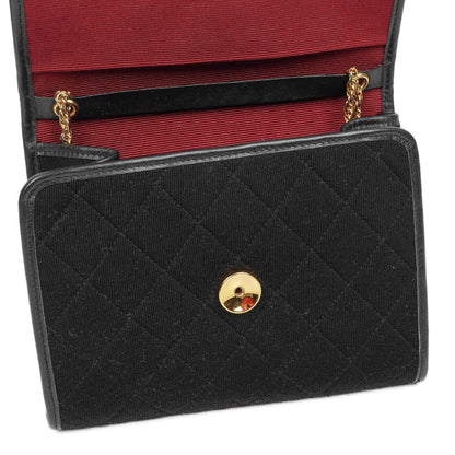 Chanel Classic Jursey Single Flap Tasche Geldbörse mit Kette mit 24K vergoldeter Hardware