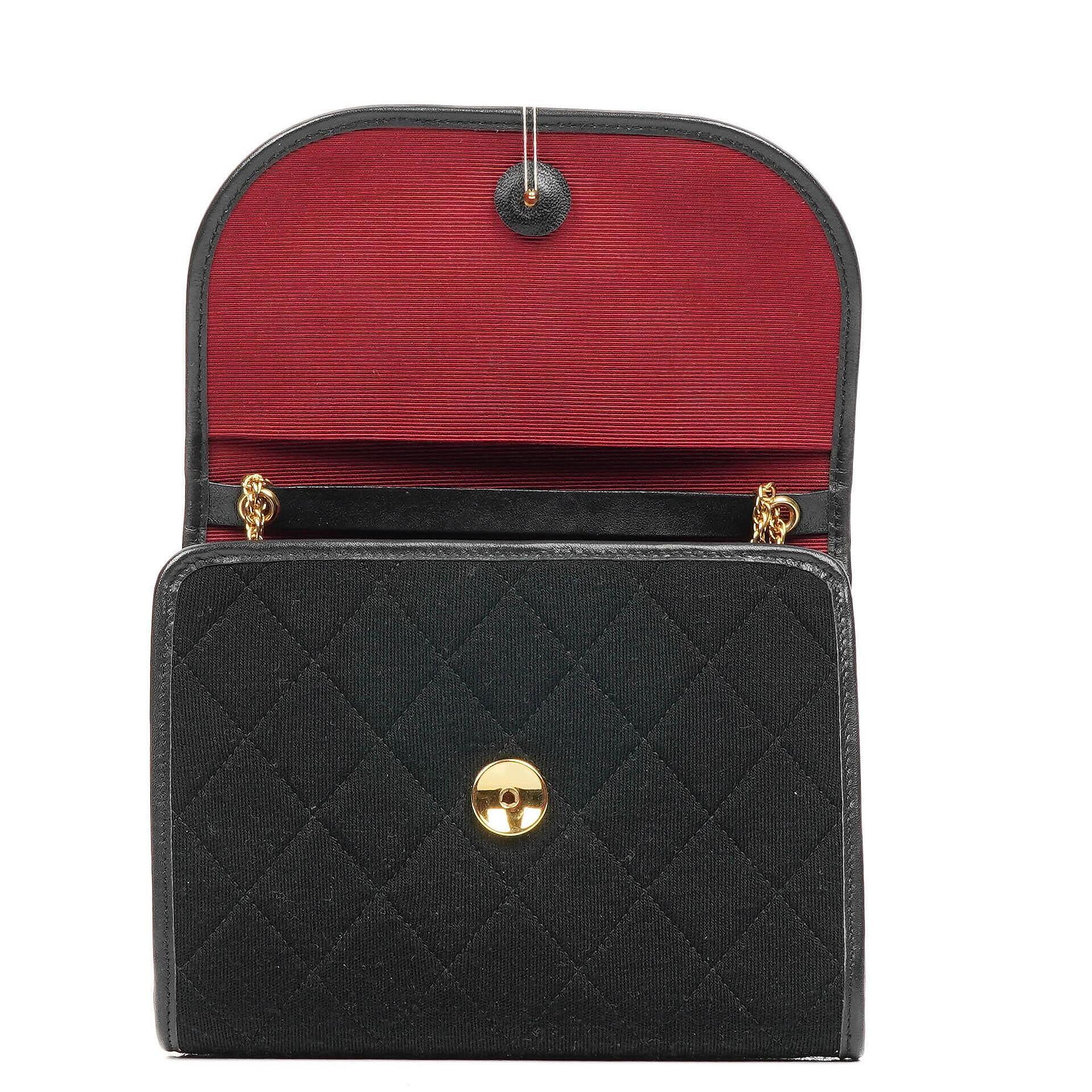 Chanel Classic Jursey Single Flap Tasche Geldbörse mit Kette mit 24K vergoldeter Hardware