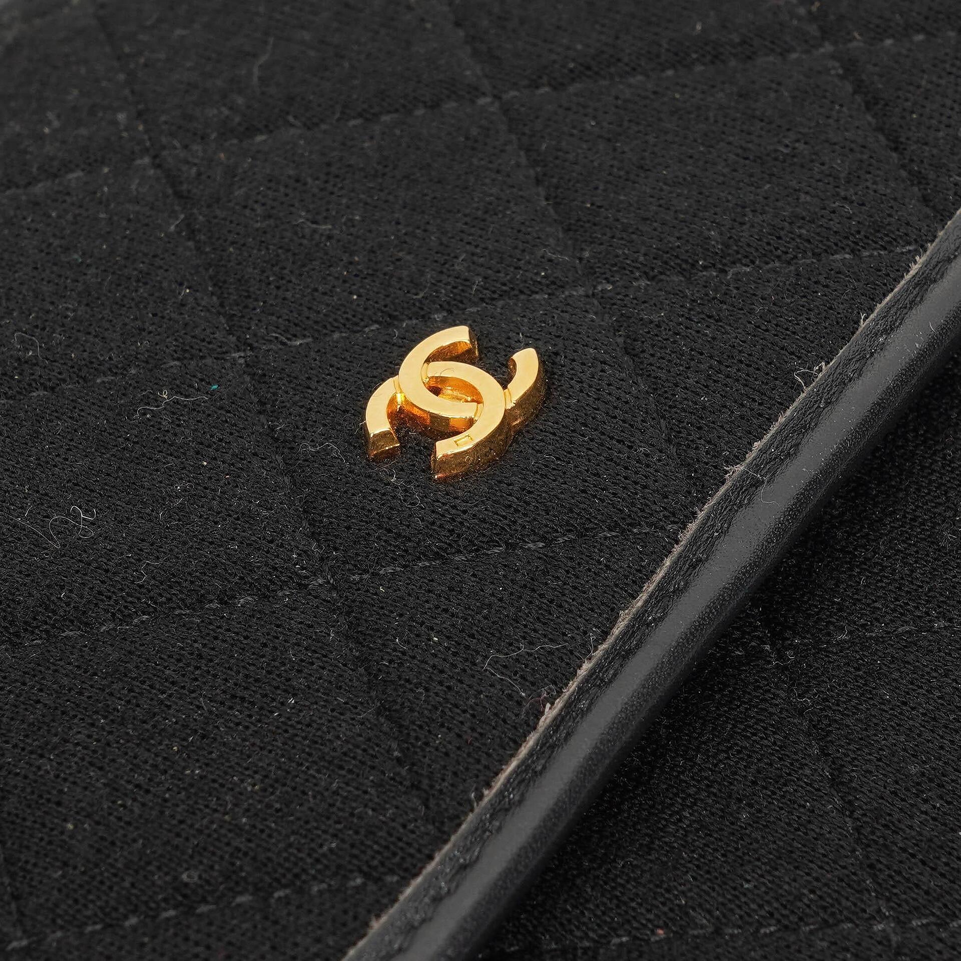 Chanel Classic Jursey Single Flap Tasche Geldbörse mit Kette mit 24K vergoldeter Hardware