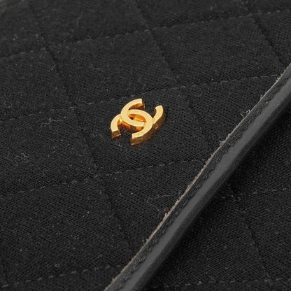Chanel Classic Jursey Single Flap Tasche Geldbörse mit Kette mit 24K vergoldeter Hardware