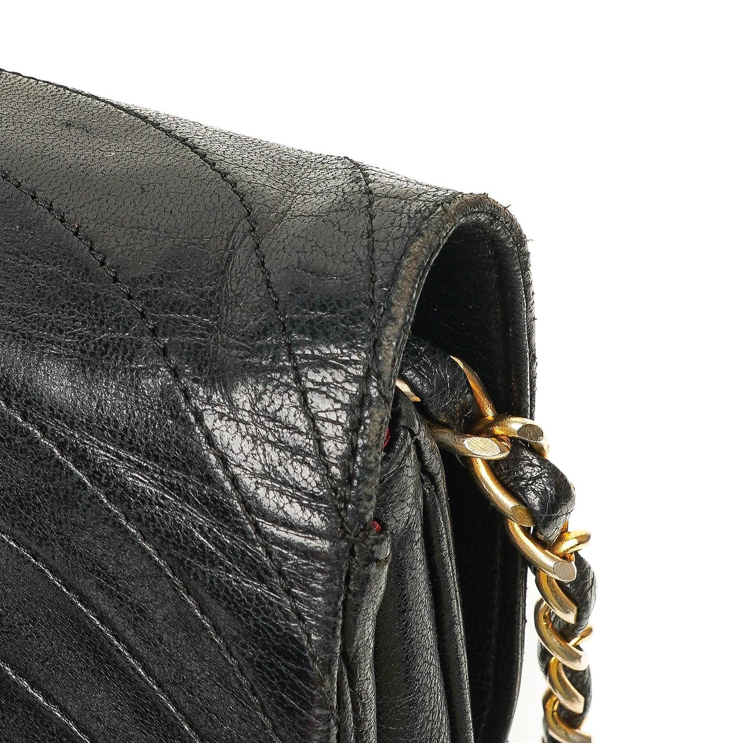 Chanel Classic Half Moon Klappentasche aus schwarzem Lammleder mit 24K vergoldeter Hardware