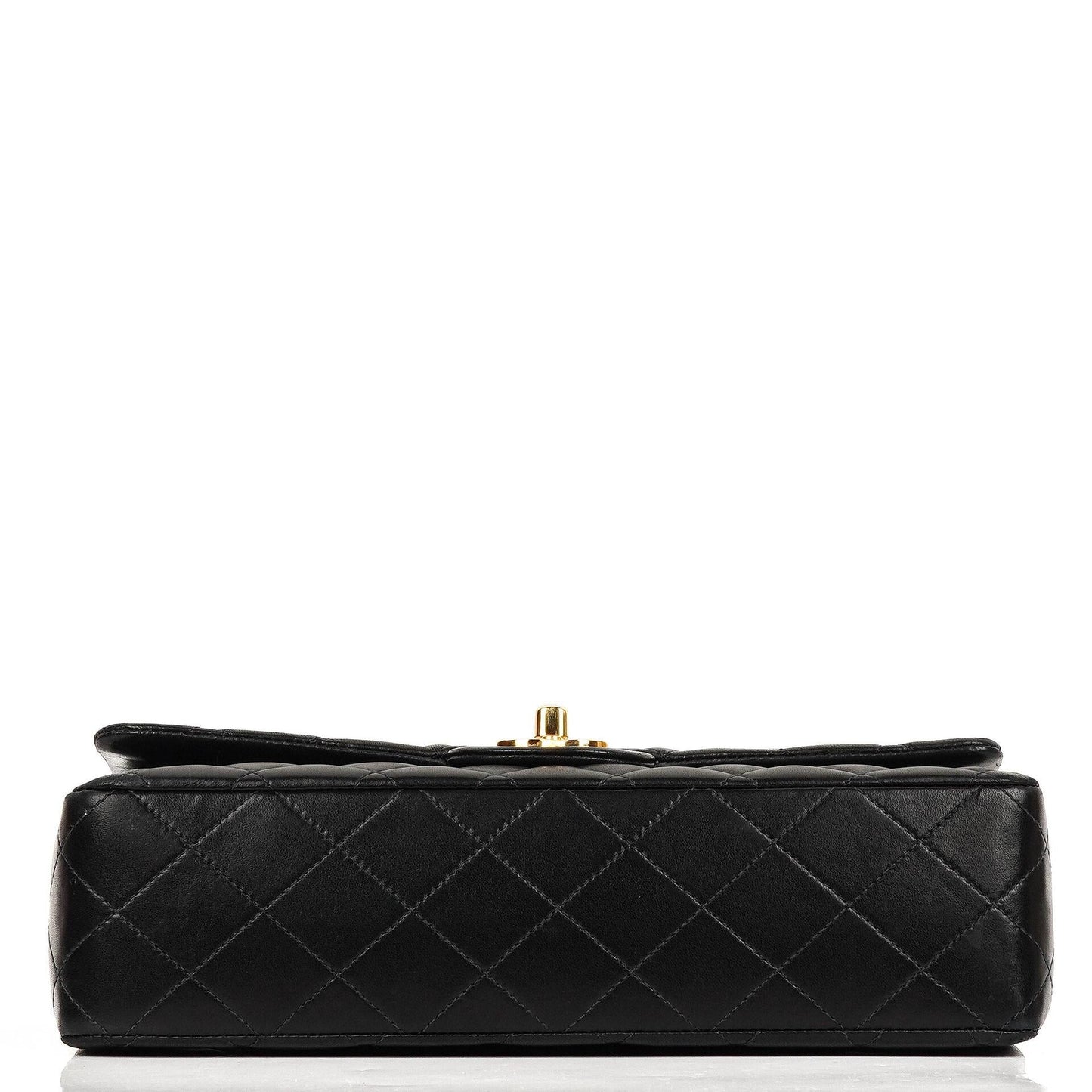 Chanel Classic Medium Double Flap Bag Schwarzes Gequiltetes Lammleder 24K Goldbeschläge