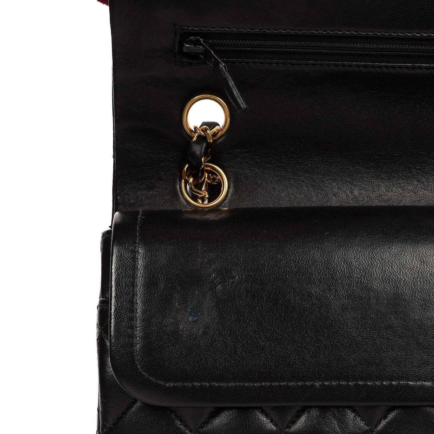 Chanel Classic Medium Double Flap Bag Schwarzes Gequiltetes Lammleder 24K Goldbeschläge