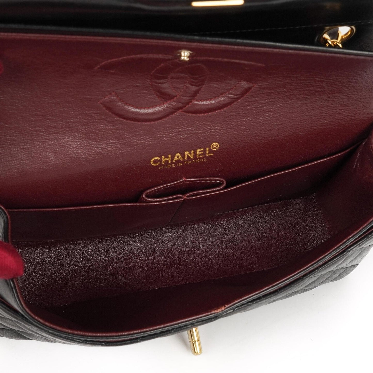 Chanel Classic Medium Double Flap Bag Schwarzes Gequiltetes Lammleder 24K Goldbeschläge