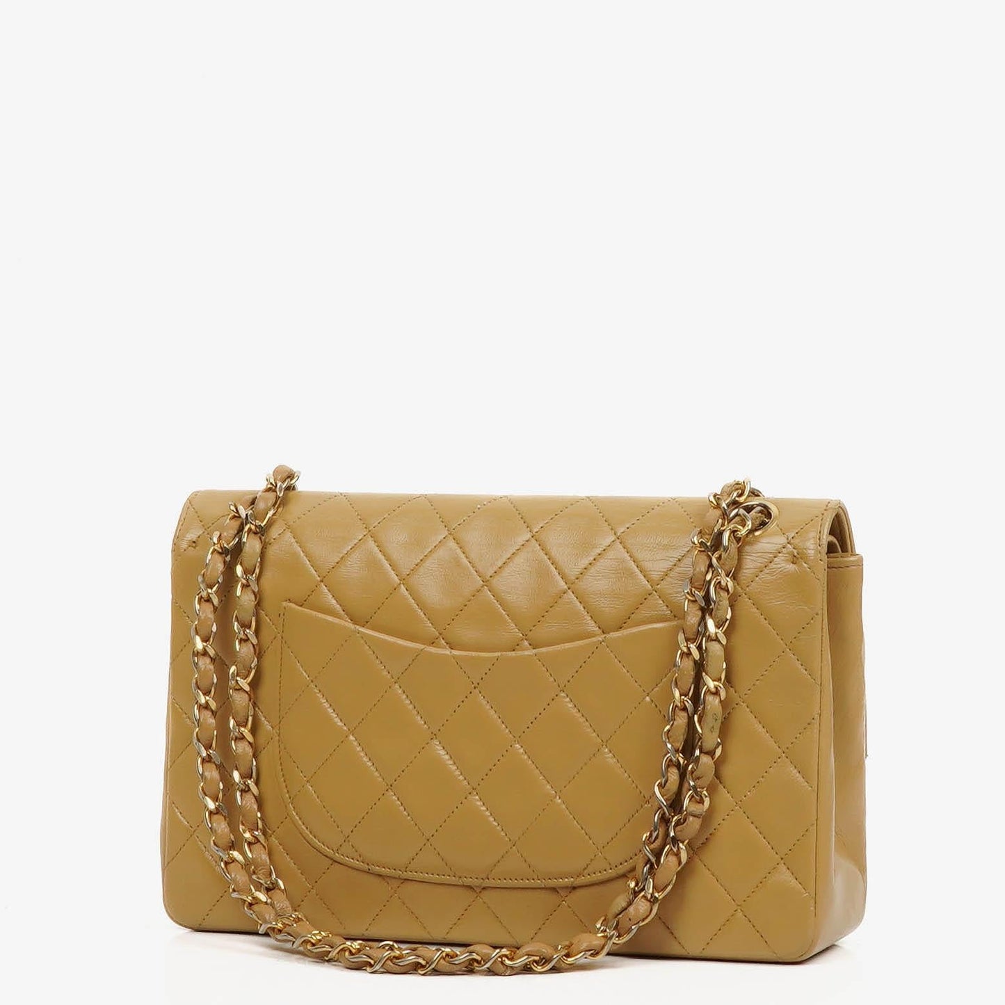 Chanel Classic Medium Double Flap Bag Gequiltetes Lammleder Beige mit 24K Vergoldeter Hardware
