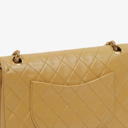 Chanel Classic Medium Double Flap Bag Gequiltetes Lammleder Beige mit 24K Vergoldeter Hardware