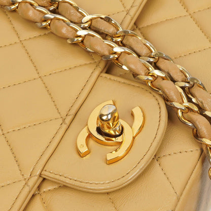 Chanel Classic Medium Double Flap Bag Gequiltetes Lammleder Beige mit 24K Vergoldeter Hardware