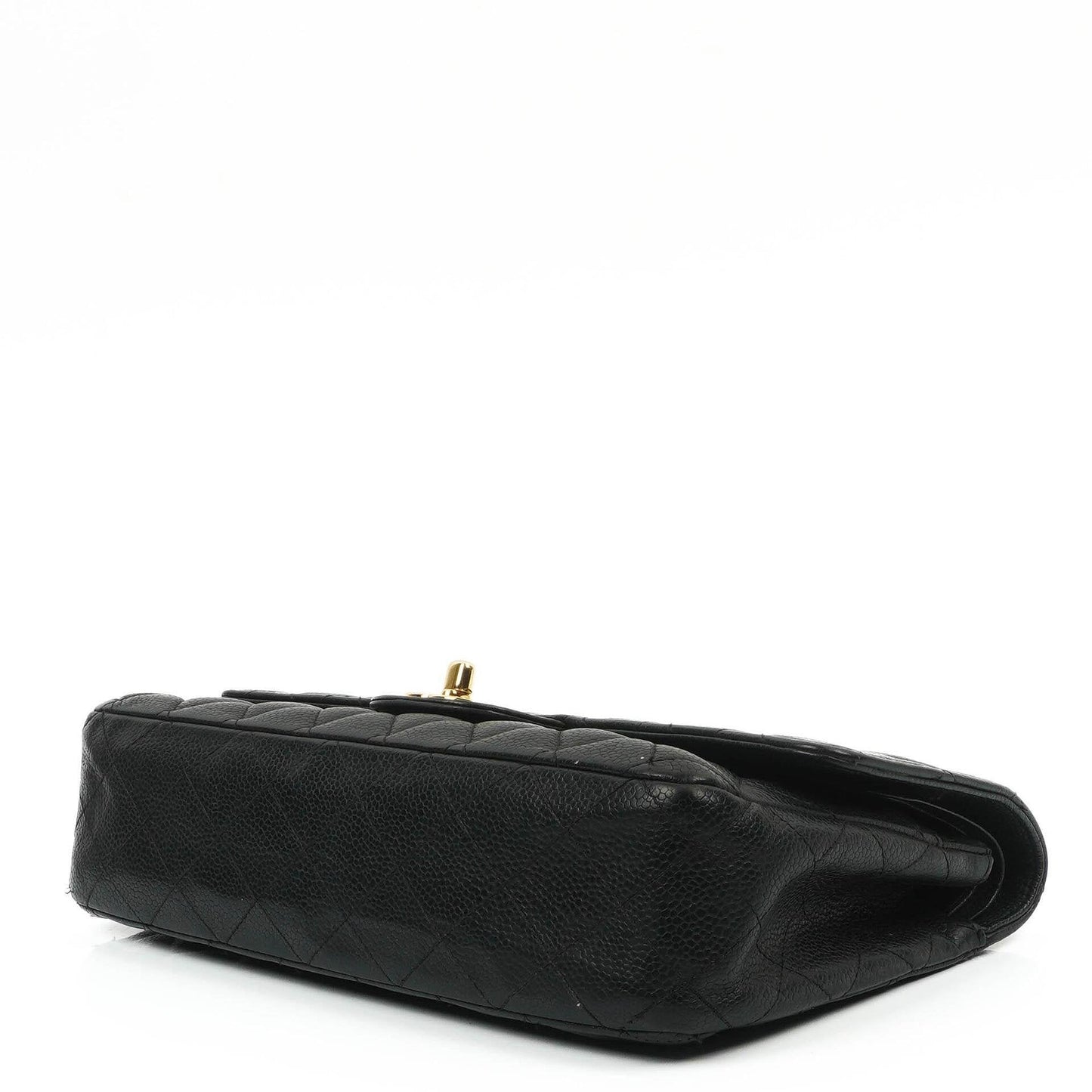Chanel Classic Medium Double Flap Tasche aus schwarzem gestepptem Caviar-Leder mit 24K vergoldeter Hardware