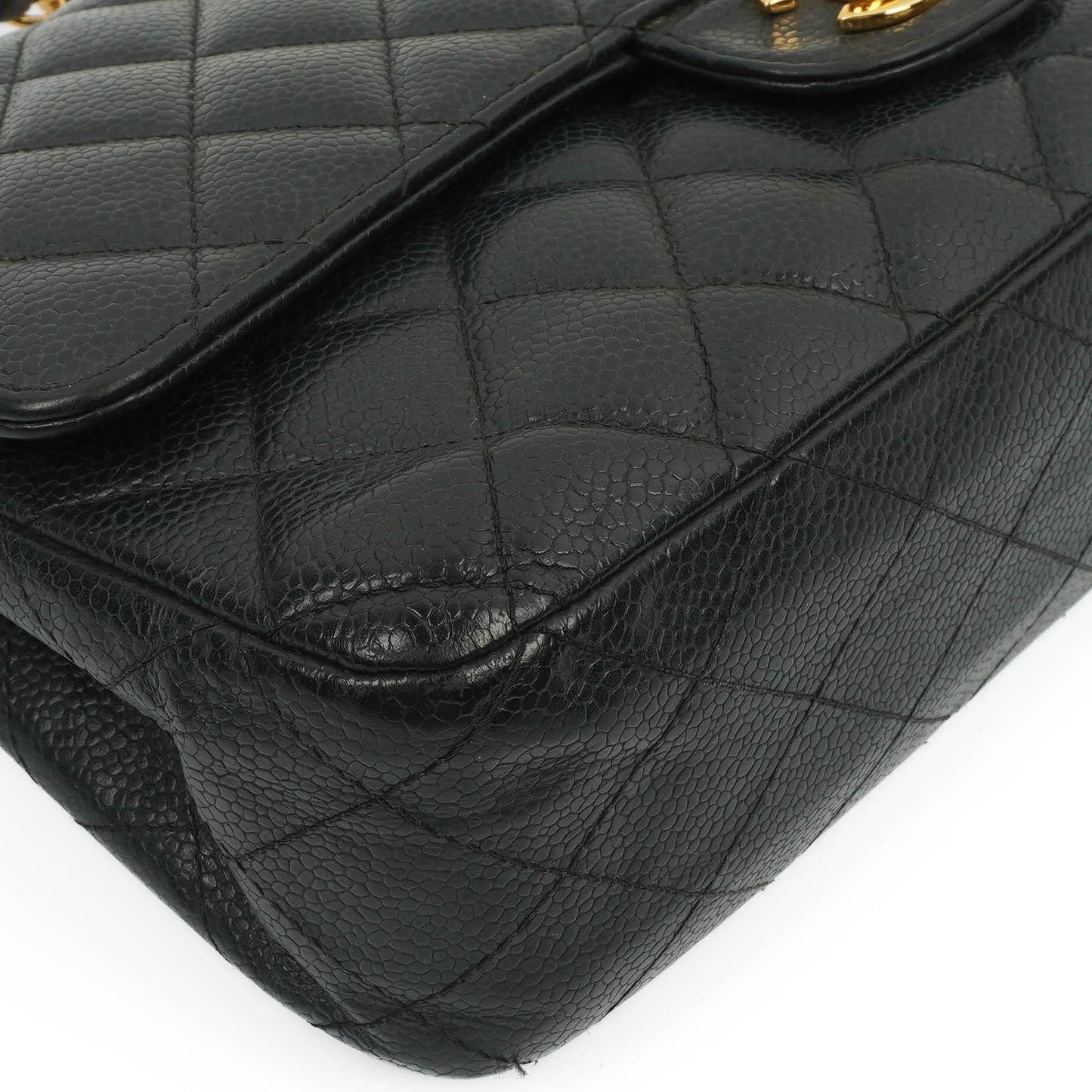 Chanel Classic Medium Double Flap Tasche aus schwarzem gestepptem Caviar-Leder mit 24K vergoldeter Hardware