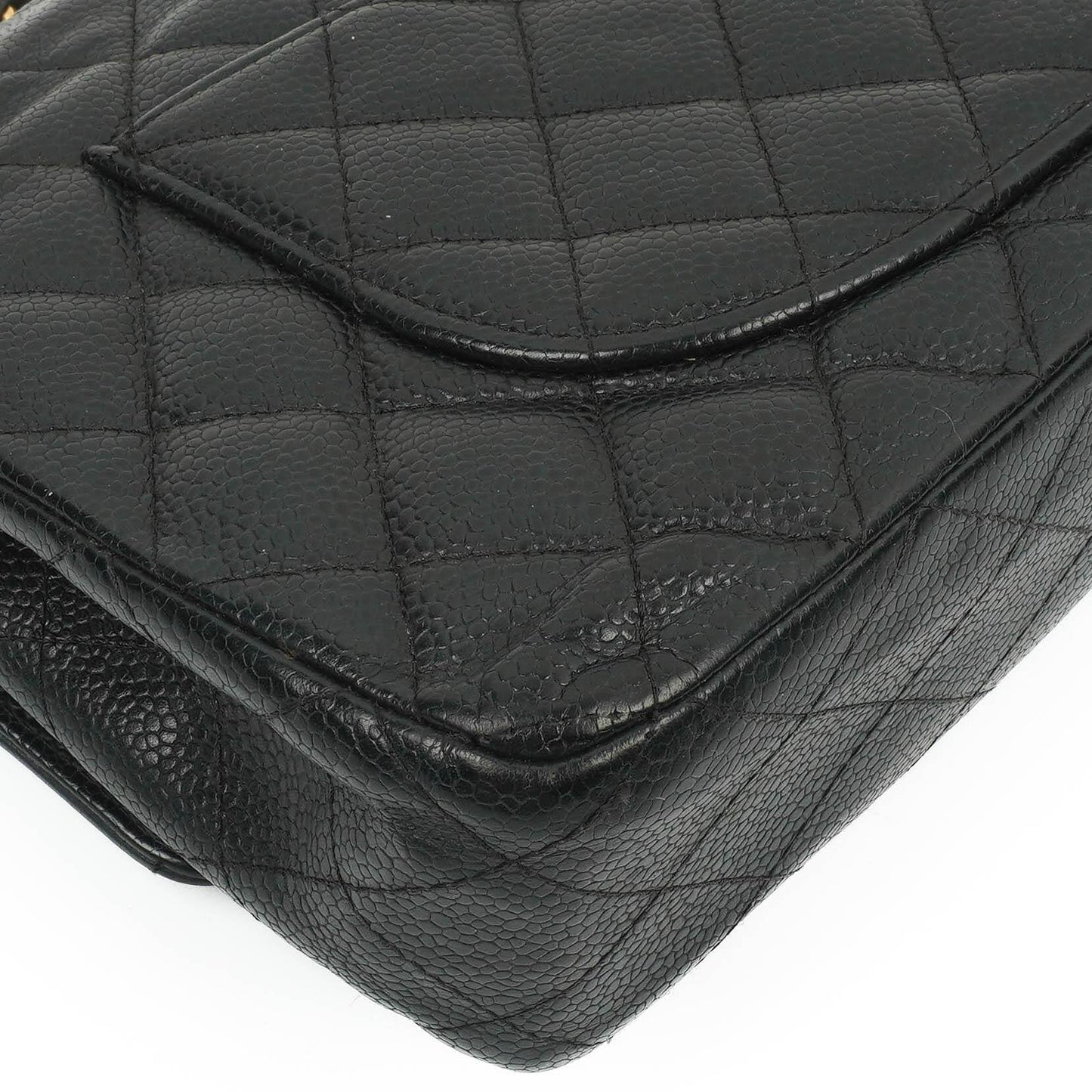 Chanel Classic Medium Double Flap Tasche aus schwarzem gestepptem Caviar-Leder mit 24K vergoldeter Hardware