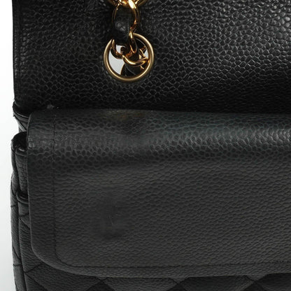 Chanel Classic Medium Double Flap Tasche aus schwarzem gestepptem Caviar-Leder mit 24K vergoldeter Hardware